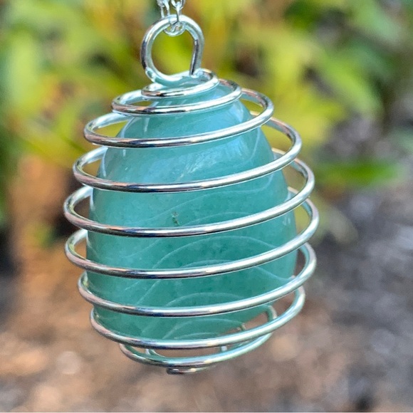 Jewelry - Aventurine Zenergy Gems Tumble Stone Crystal Pendant + 20" Stainless Steel Chain